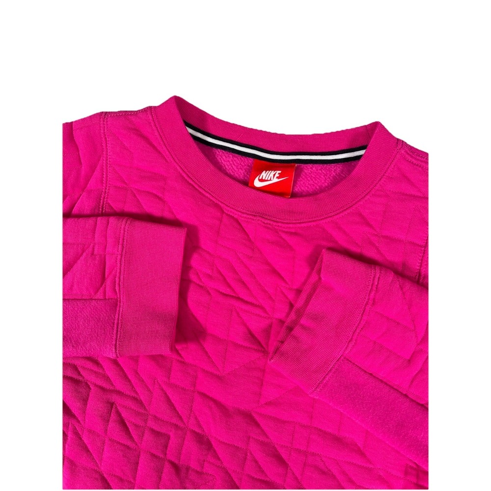 Nike AQ6367-621 Girl's Size XL Crew‎ Neck Fleece Quilted Sweatshirt Pockets Pink